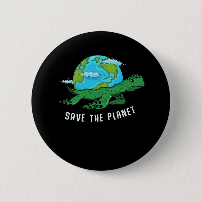 Earth Day Turtle Lover Ocean Save Recycle Planet 6 Cm Round Badge (Front)