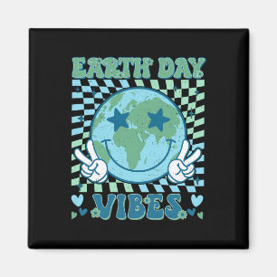 Earth Day Vibes Hippie Planet Anniversary Earth Da Magnet