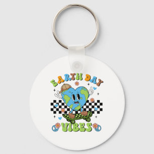 Earth Day Vibes Planet World Environmental Nature Key Ring