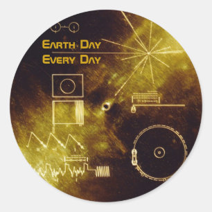 Earth Day - Voyager - Sounds of Earth gold record Classic Round Sticker