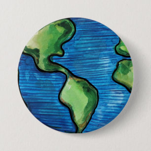 Earth Day Watercolor Environmentalism Artwork      7.5 Cm Round Badge