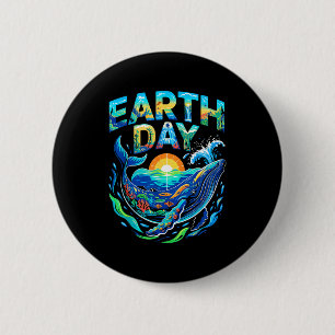 Earth day whale ocean conservation nature art  6 cm round badge