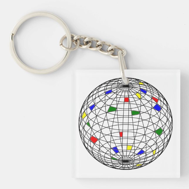 Earth Day,wireframe Key Ring (Front)