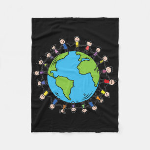 Earth Day With Happy Children Around The World - S Fleece Blanket