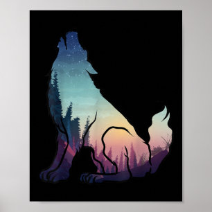 Earth Day Wolf Silhouette Environmental Protection Poster