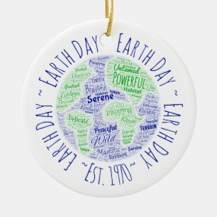 Earth Day Word Art Ceramic Tree Decoration