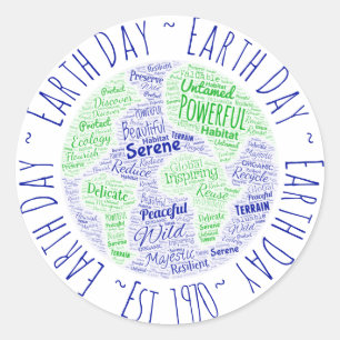 Earth Day Word Art Classic Round Sticker