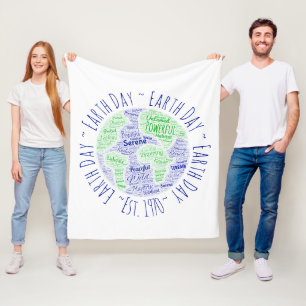 Earth Day Word Art Fleece Blanket