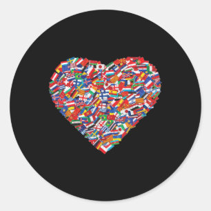 Earth Day World All Countries Flags In Heart Patri Classic Round Sticker