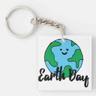 Earth Day World Ecofriendly Icon Happy Earth Clipa Key Ring