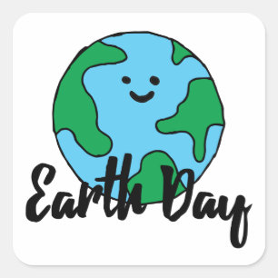 Earth Day World Ecofriendly Icon Happy Earth Clipa Square Sticker