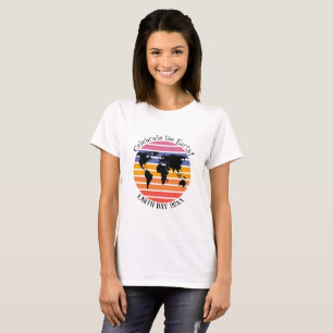 Earth Day World Map Retro Sunset Silhouette T-Shirt