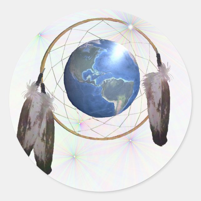 Earth Dreamcatcher Classic Round Sticker (Front)