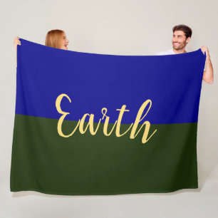 EARTH Elegant Royal Blue Forest Green Colour Block Fleece Blanket