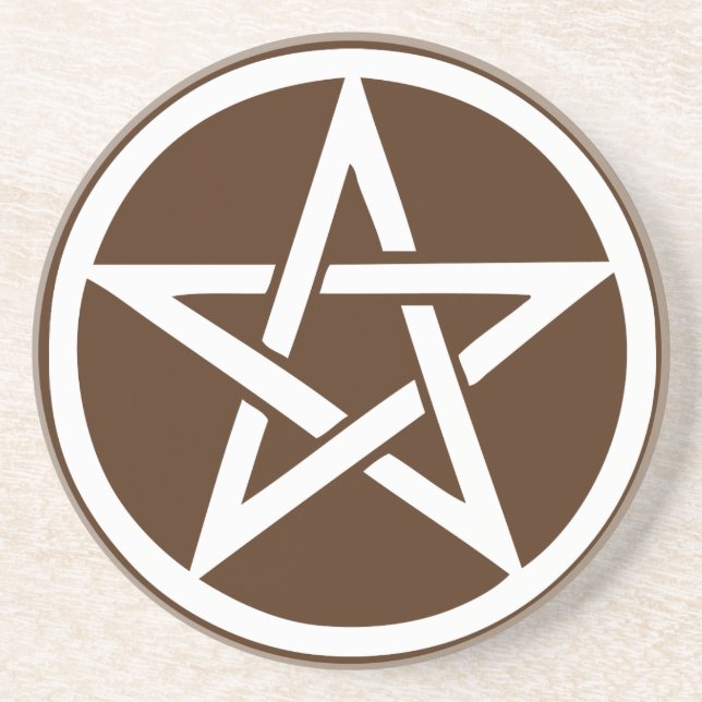 Earth Element Pentacle Altar Tile - Brown Coaster (Front)