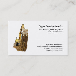 Earth falling from a digger's bucket business card