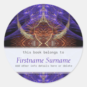 Earth Feathers Fractal Art Bookplate Sticker