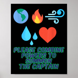 Earth Fire Wind Water Heart Planet Funny 90s T Shi Poster