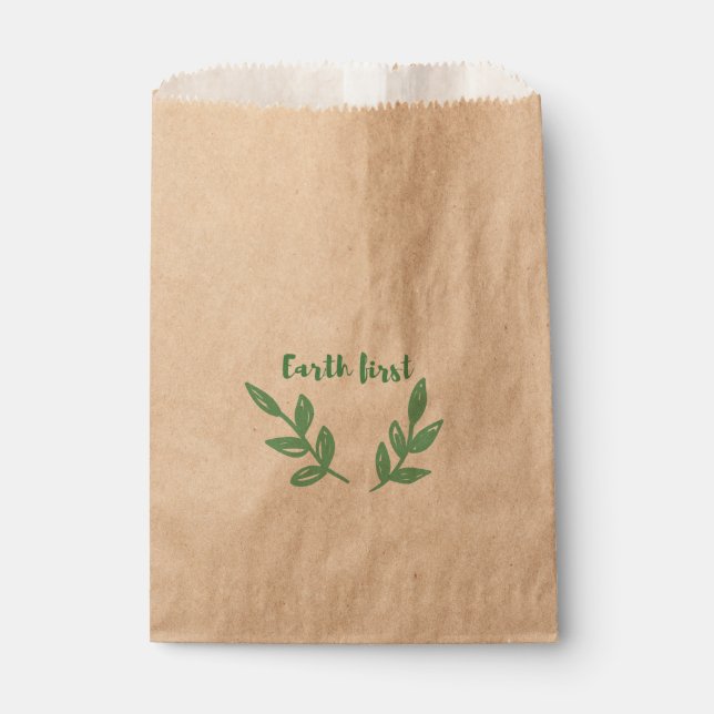 Earth first / Eco friendly, zero waste, go green Favour Bags (Front)