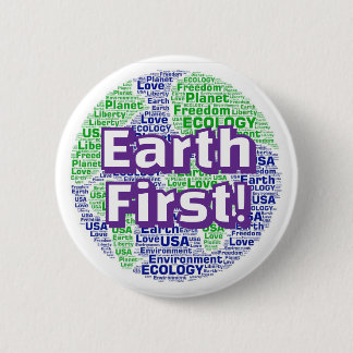 Earth First! ( you may change the words ) 6 Cm Round Badge