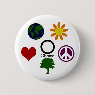 Earth, Flower, Peace, Tree, Love, Obama Button