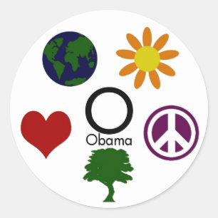 Earth, Flower, Peace, Tree, Love, Obama Sticker