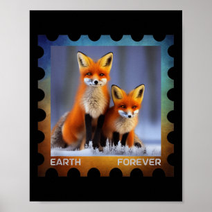 Earth Forever Environmental Protection Stamp Snow Poster