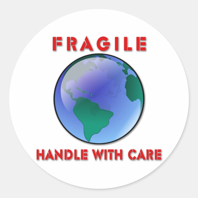 Earth - Fragile Classic Round Sticker (Front)