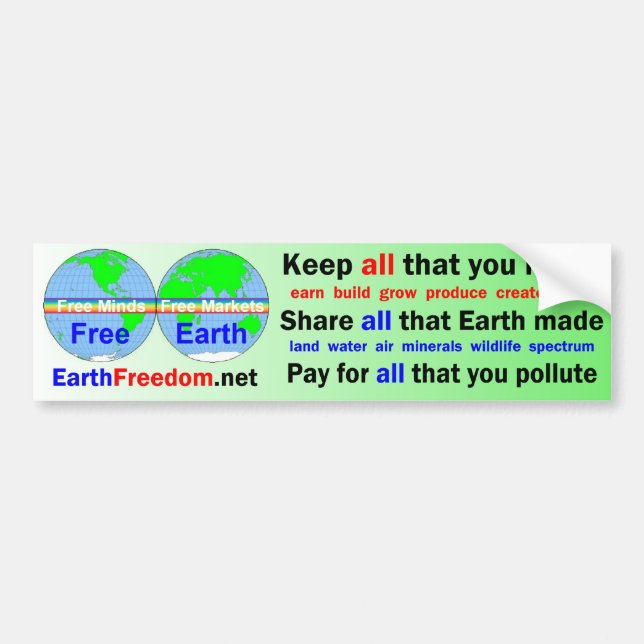 Earth Freedom Bumper Sticker (Front)