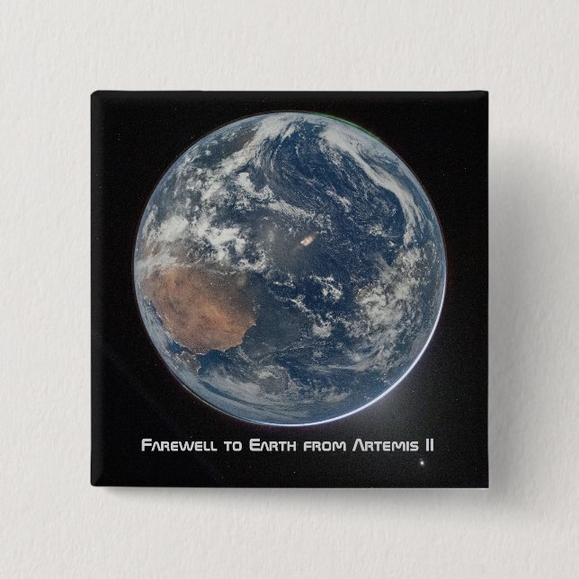 Earth From Artemis II 15 Cm Square Badge (Front)