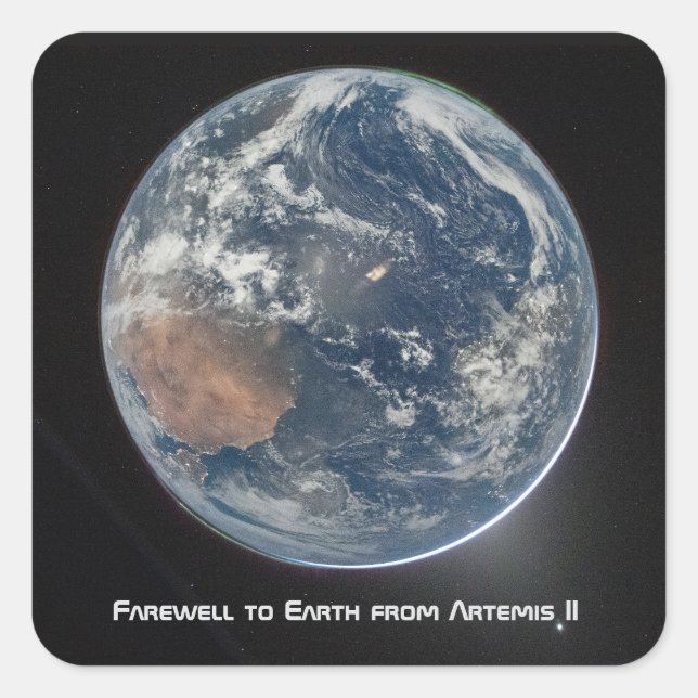 Earth From Artemis II Square Sticker (Front)