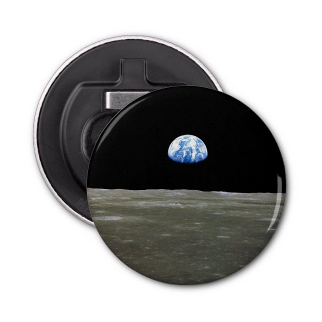Earth from Moon in Black Space: Earthrise Bottle Opener (Front)