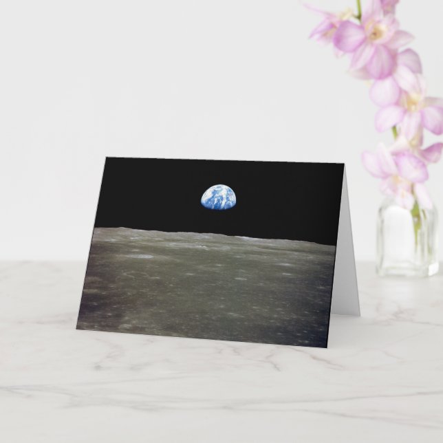 Earth from Moon in Black Space: Earthrise Card (Orchid)
