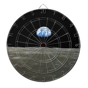Earth from Moon in Black Space: Earthrise Dartboard