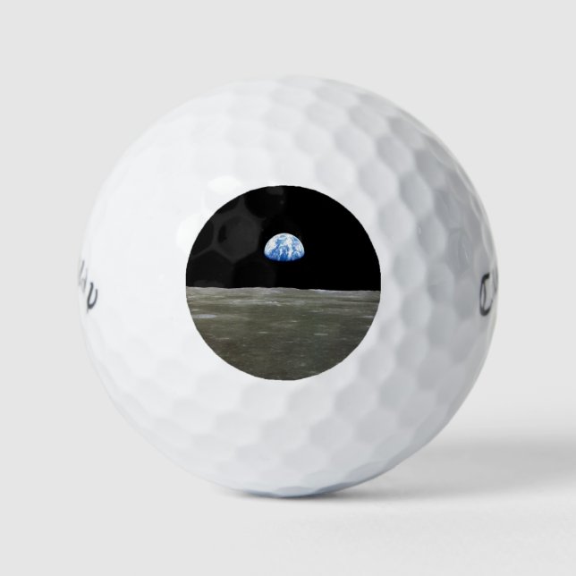 Earth from Moon in Black Space: Earthrise Golf Balls (Front)