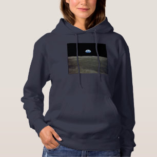 Earth from Moon in Black Space: Earthrise Hoodie