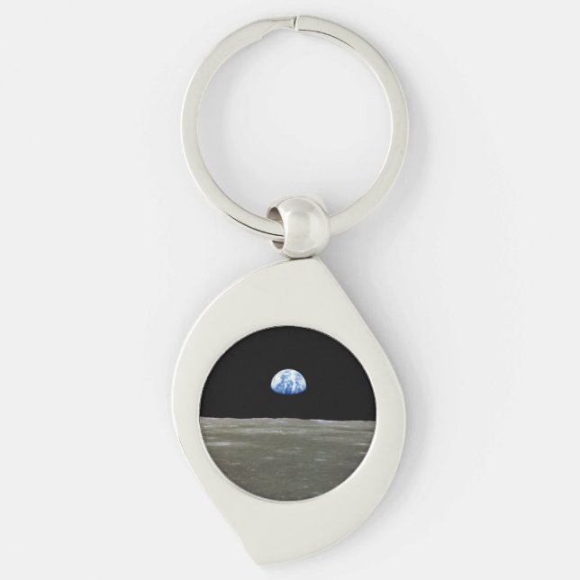 Earth from Moon in Black Space: Earthrise Key Ring (Front)