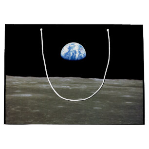 Earth from Moon in Black Space: Earthrise Large Gift Bag