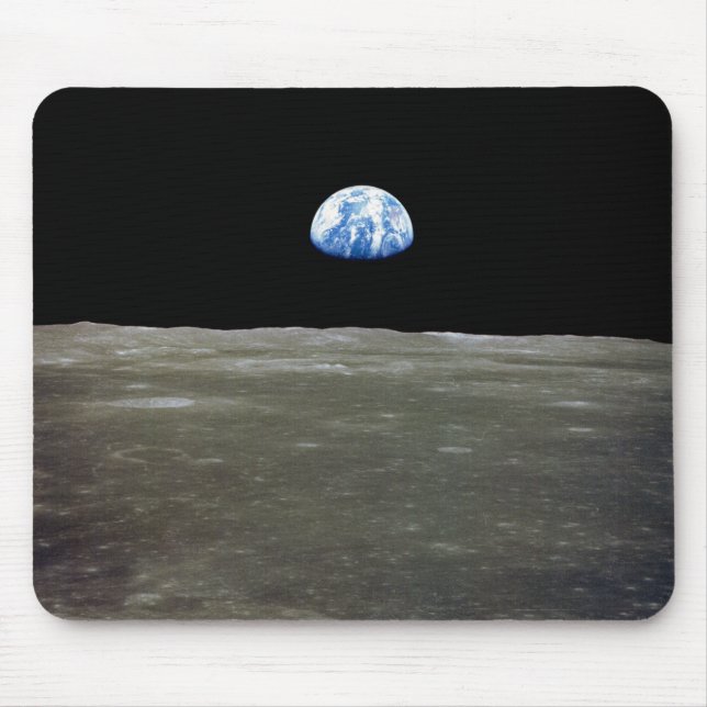 Earth from Moon in Black Space: Earthrise Mouse Mat (Front)