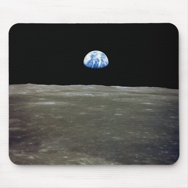 Earth from Moon in Black Space: Earthrise Mouse Mat (Front)