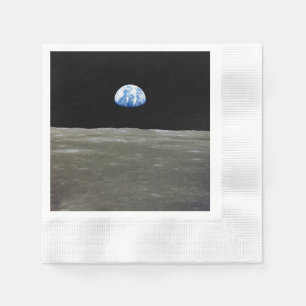 Earth from Moon in Black Space: Earthrise Napkin
