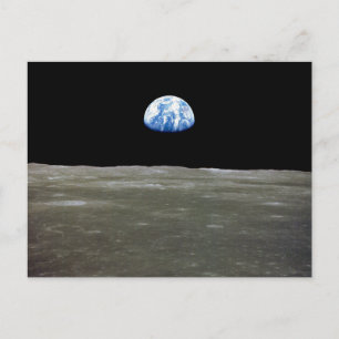 Earth from Moon in Black Space: Earthrise Postcard