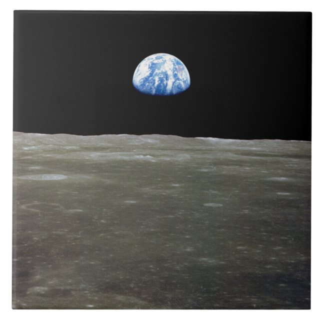 Earth from Moon in Black Space: Earthrise Tile (Front)