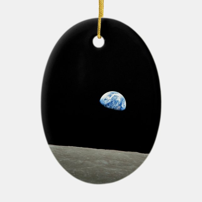 earth from moon space universe ceramic tree decoration (Front)