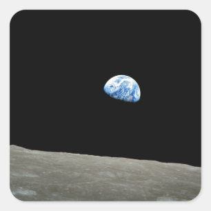 earth from moon space universe square sticker