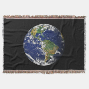 EARTH FROM SPACE Custom Cotton Throw Blanket