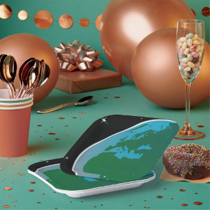 Earth From Space Paper Plate
