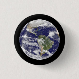 Earth from Space Photographic Round Globe 3 Cm Round Badge