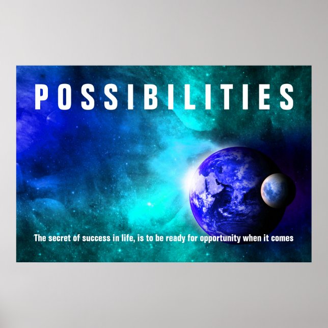 Earth From Space Possibilities Success Quote Poster (Front)