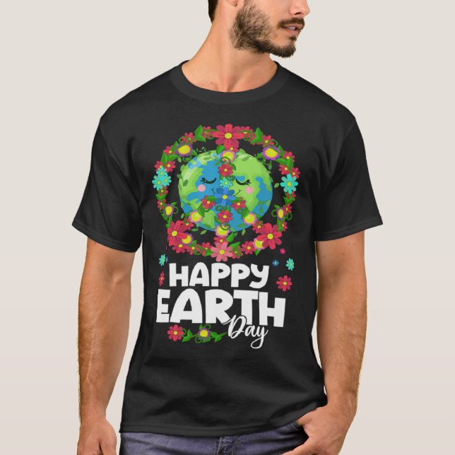 Earth Global Peace Sign Climate Change Awareness E T-Shirt (Front)